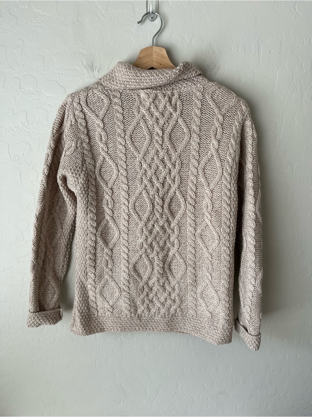 Aran Sweater Market Revere Button Collar Cable Knit Merino Wool Cardigan NEW NWT - Picture 3 of 6